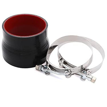 Imagem de Acoplador redutor reto de silicone mangueira ID 8,9 cm a 10,16 cm 4 camadas com braçadeira de parafuso T de aço inoxidável para turbo/intercooler/tubulação de admissão