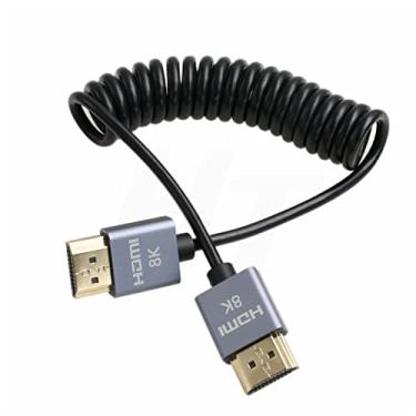 Imagem de HangTon Cabo HDMI 8K 4K 60fps fino enrolado para teclas de porta ATOMOS Shinobi Ninja V BM5 FEELWORLD BMPCC 4K Monitor ZCAM Sony A7IV Canon Nikon tipo A HDMI 2.1