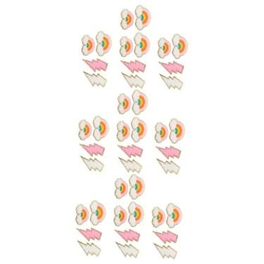 Imagem de Tofficu 42 Peças Remendo De Pano Bordado Aplique De Costura Remendo De -íris Em Ferro De Desenho Animado Em Patches Crianças Costurando Remendos Poliéster Emblema Bordado Adesivo