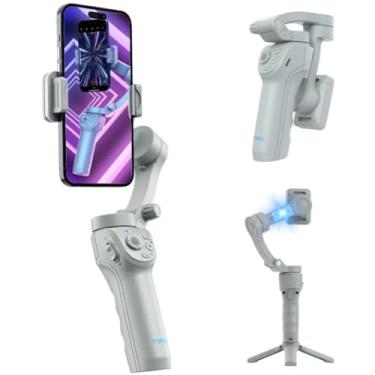 Imagem de Gimbal Estabilizador Imagem Celular Portátil Dobrável 3 Eixos Profissional Luz preenchimento dobrável anti vibração Com Aplicativo Smartphone Android e IOS Vídeo Sem Tremer Câmera Vídeo