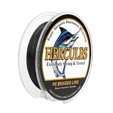 Imagem de Hercules Linha de pesca trançada super forte 4 fios super econômico de 1,8 kg a 2,3 kg Teste para água salgada, 109/328 / 547/1094 jardas (100 m / 300 m / 500 m / 1000 m), Diam# 0,08 mm - 0,55 mm, alta qualidade, Pesca esportiva, Preto, 20LB(9.1KG)-0.20MM-109YDS(100M)