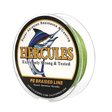 Imagem de Hercules linha de pesca trançada super fundida 8 fios de 10 lb a 300 lb teste para água salgada, 109/328/547/1094 jardas (100 m/300 m/500 m/1000 m), diamante.#0,12 mm-1,2 mm, desempenho de alto nível, cores variadas, Army Green, 20LB-0.20MM-328YDS(300M)-8 STRANDS