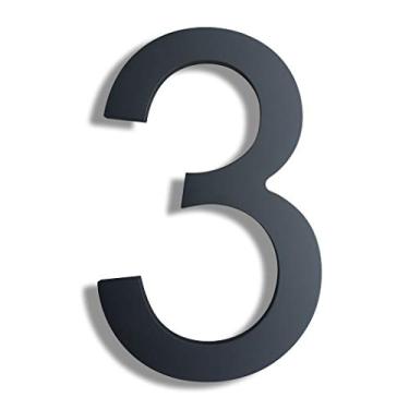 Imagem de Números de casa modernos de 20 cm – Número de endereço residencial flutuante de aço inoxidável, fácil de instalar, acabamento preto, Number 3