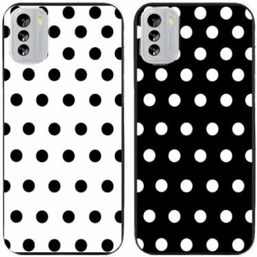 Imagem de 2 peças preto branco bolinhas impressas TPU gel silicone capa de telefone traseira para Nokia todas as séries (Nokia G60)