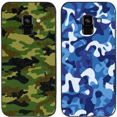 Imagem de 2 peças de capa de telefone traseira de silicone em gel TPU impresso camuflagem legal para Samsung Galaxy (Galaxy A5 2018 / A8 2018)
