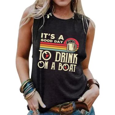 Imagem de Camiseta feminina Good Day to Drink Funny Cruise Mode com estampa de letras, sem mangas, presente de remo e férias de verão, Cinza 2, G