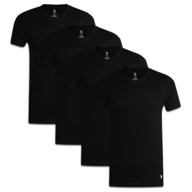 Imagem de U.S. Polo Assn. Camiseta masculina – Pacote com 4 camisetas de manga curta e gola redonda, Preto, P