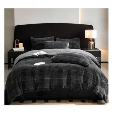 Imagem de Jogo de cama queen de luxo de inverno, capa de edredom de pelúcia quente engrossada com fronha, conjunto de lençóis de cama 4 peças, macio (8 king)
