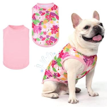Imagem de KOOLTAIL Pacote com 2 camisetas refrescantes para cães, colete leve com estampa moderna para cães pequenos, médios e grandes (flor rosa N)