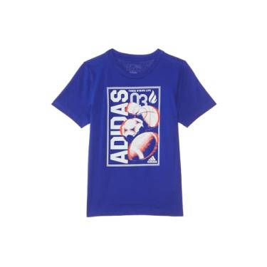 Imagem de adidas Camiseta esportiva masculina Ss Global (criança grande), Azul royal, P