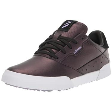 Imagem de adidas Sapatos de golfe femininos Adicross Retro Spikeless, Núcleo preto/lilás mágico/calçado branco, 6