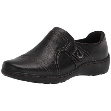 Imagem de Clarks Mocassim feminino Cora Poppy, Preto polido, 8 X-Wide