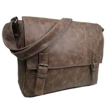 Imagem de Bolsa Pasta Transversal Notebook Em Sintético Escolar Trabalho Casual Masculino Feminino (Marrom)