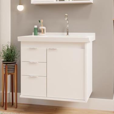 Imagem de Gabinete Toucador Para Banheiro Unik Com Cuba 85cm Branco