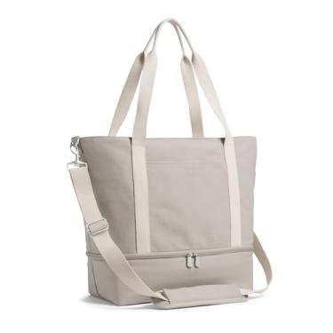 Imagem de Lo & Sons Bolsa de viagem Catalina Deluxe - Bolsa de viagem de lona ecológica premium com manga para mala de viagem | Bolsa de viagem durável, Pomba cinza, One Size