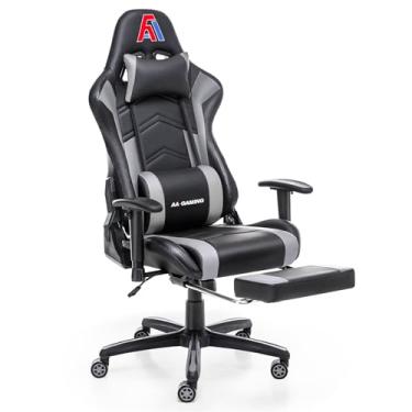 Imagem de Cadeira de jogos AA Products Cadeira ergonômica de corrida de computador com encosto alto, cadeira de escritório ajustável com apoio para os pés, cadeira giratória de suporte lombar - versão