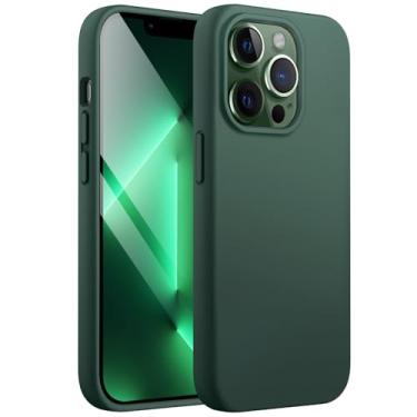 Imagem de JETech Capa de Silicone para iPhone 13 Pro Max 6,7 Polegadas, Case Protetora para Corpo Inteiro com Toque Suave e Sedoso, Capinha à Prova de Choque com Forro de Microfibra (Verde Meia-Noite)