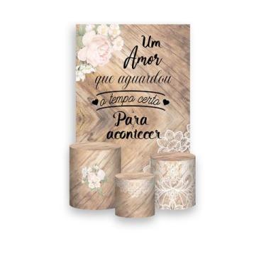 Imagem de Painel De Festa Vertical 1,50 x 2,20 + Trio De Capas Cilindro - Noivad