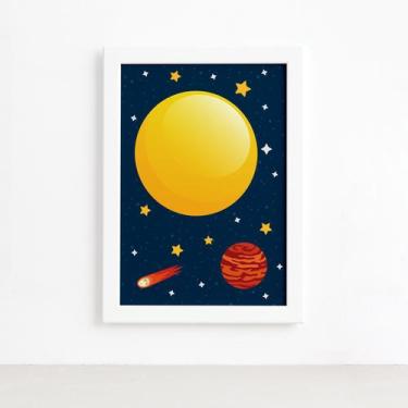 Imagem de Quadro Decorativo Infantil Sistema Solar Sol 33x43cm - Quartinhos