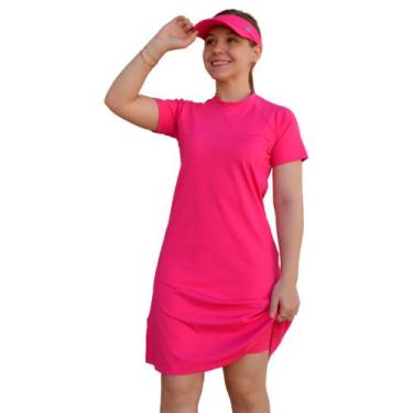 Imagem de Kit Vestido UV Manga Curta + Shorts Saída De Praia Moda Praia Evangéli