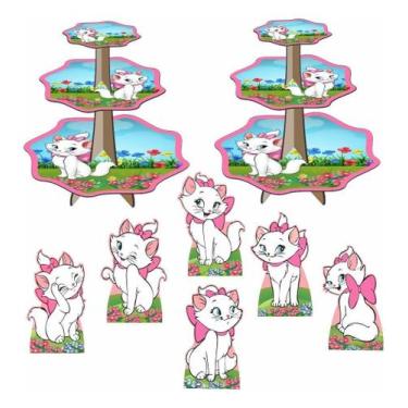 Imagem de Gatinha Marie Kit 2 Baleiros 6 Displays De Mesa Aristogatos - Arte Dec