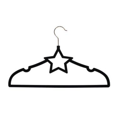 Imagem de Kit 30 Cabides Veludo preto Gancho Rose Slim Formato Estrela - ARBORET