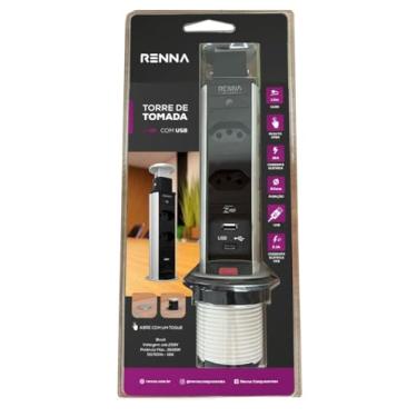 Imagem de Torre De Tomadas Multiplug Embutir Mesa Bancada Escritório Com USB RENNA