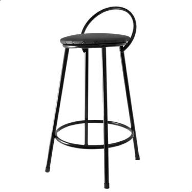 Imagem de Tubomax banco redondo com encosto 70cm tradicional preto, BANCO REDOND