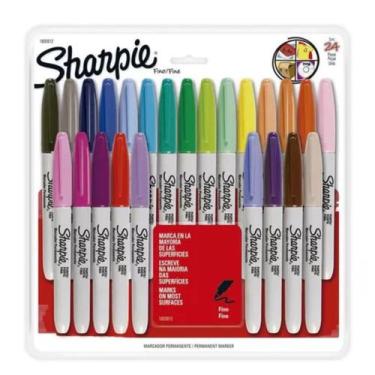 Imagem de Marcador Permanente Ponta Fina Kit Com 24 Cores Sharpie, Kit 24 Cores