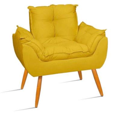Imagem de Poltrona Decorativa Opala Pés Palito Quarto de Menina Tecido Amarelo -