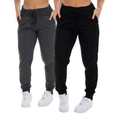 Imagem de Kit 2 Calça Moletinho Com Bolso Fristyle Feminina Jogger, M