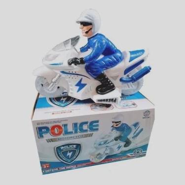 Imagem de Brinquedo Moto Policial com Luz e Som Bate e Volta. - Dm Toys