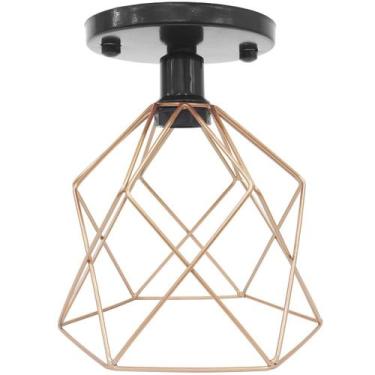 Imagem de Lustre Teto Plafon Industrial Aramado Cálice Retrô Luminária Sobrepor 