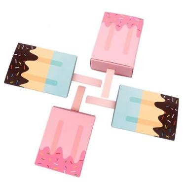 Imagem de Adam Victor Caixas de presente com design de picolé 3D, linda caixa de doces de papel - lembrancinhas de festa e mini bolsa de presentes para decoração de festa, 48 peças, 2 cores