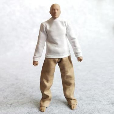 Imagem de 1:12 Scale Fabric T-shirt + Pant for 6 inch 1/12 Man Bandai Mezco Figma SHF Action Figure Clothes (White Khaki)