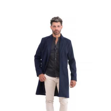 Imagem de Casaco Sobretudo Lã Batida Masculino Longo Forrado - KICKOFF, Preto, G