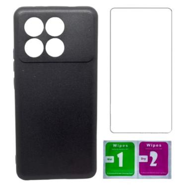 Imagem de Capa Preta Aveludada Para Poco X6 Pro 5g + Pelicula Vidro - Mustangsho