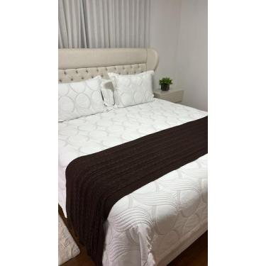 Imagem de Peseira Manta Trança Tricot Cama Queen 230x60cm Madrid - Calu Tricot, 