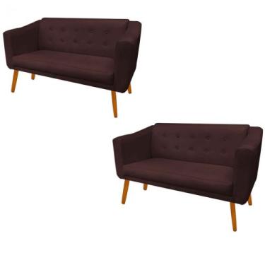 Imagem de Kit 02 Namoradeira  Decorativa  Céci Pés Madeira 2 Lugares Sala de Est