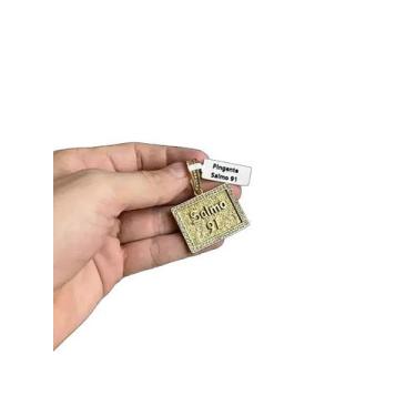 Imagem de Pingente salmo 91 cravejado m - banhado a ouro 18k - ToJoia18k