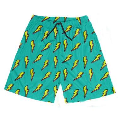 Imagem de Short Praia Shorts Banho Bermuda Verão Raios Cartoon Relâmpago Amarelo