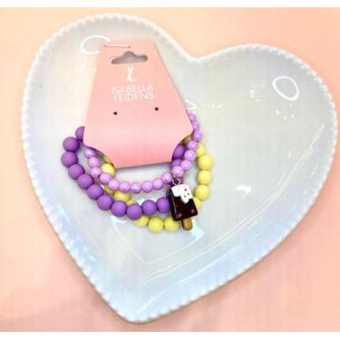 Imagem de Pulseira de Miçangas Infantil Picolé sabor chocolate (conjunto com trê