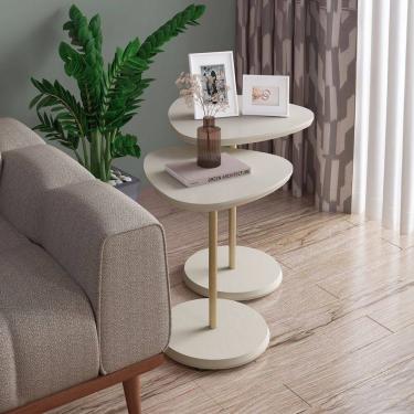 Imagem de Mesa Canto Bia Kit 2 Peças 100% Mdf Off White - Pnr Móveis