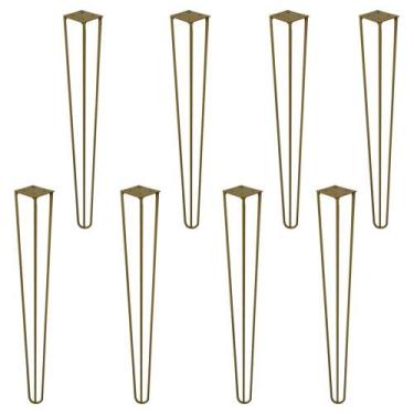 Imagem de Kit 8 Pés de Metal 60 CM Hairpin Legs Mesa de Canto Aparador Dourado G