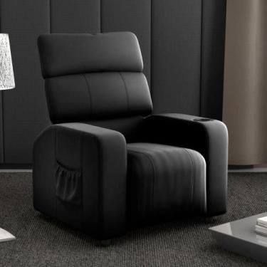 Imagem de Poltrona Reclinável para Descanso Pilos Veludo Inca Preto - Mais de Ca