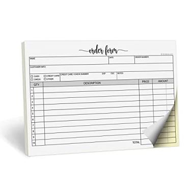Imagem de 321Done Bloco de formulários de pedido sem carbono em branco de 2 partes, paisagem, (14 cm x 21,6 cm) 50 conjuntos – Carbono, cópia duplicada, lindo pedido de vendas, recibos, livro de faturas para pequenas empresas – Feito nos EUA