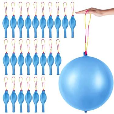 Imagem de 24 Pcs Punch Balloons Blue Punch Balloons Bounce Balloon with Rubber Band Handle Punching Balloon Heavy Duty Farm Themed Punch Balloon for Birthday Party, Kids (Blue)