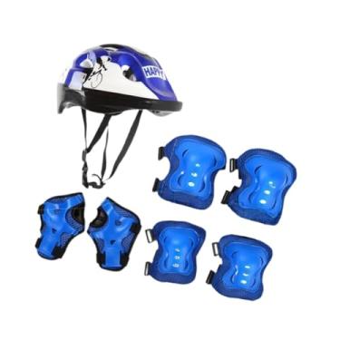 Imagem de simhoa 7pcs/set Kids Teens Skateboard Helmet para meninos Protetor de Protetor leve, Azul
