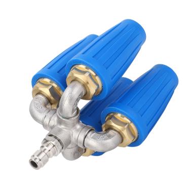 Imagem de Bocal de Arruela de Pressão Bico Duplo Bico, Conector Rápido de Aço Inoxidável de 4 Em 1, 4000 Psi para Veículos, Exteriores de Construção e Piso, Com Design Rotativo de 360 ​​°