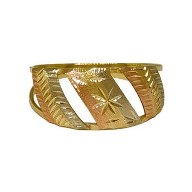 Imagem de Anel Em Ouro 18k 750 3 Chapas Coloridas, 16